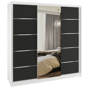 Tolóajtós szekrény SERENITY 200 cm fekete matt MT SERENITY SZP5/0/W/B/0/HIAL