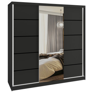 Tolóajtós szekrény SERENITY 200 cm fekete matt MT SERENITY SZP5/0/B/B/0/HIAL