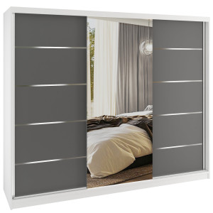 Tolóajtós szekrény SERENITY 232 cm szürke matt MBP SERENITY SZP8/0/W/SR/0/HIAL