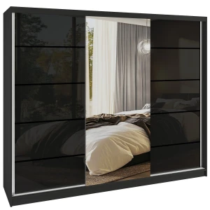 Tolóajtós szekrény SERENITY 232 cm fekete fényú MGB SERENITY SZP8/0/B/B/0/HIAL