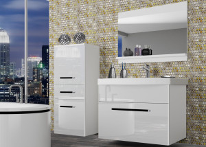 Meuble de salle de bain Belini blanc brillant + lavabo + miroir Fabricant ROD P 2/0/W/W/0/ZW