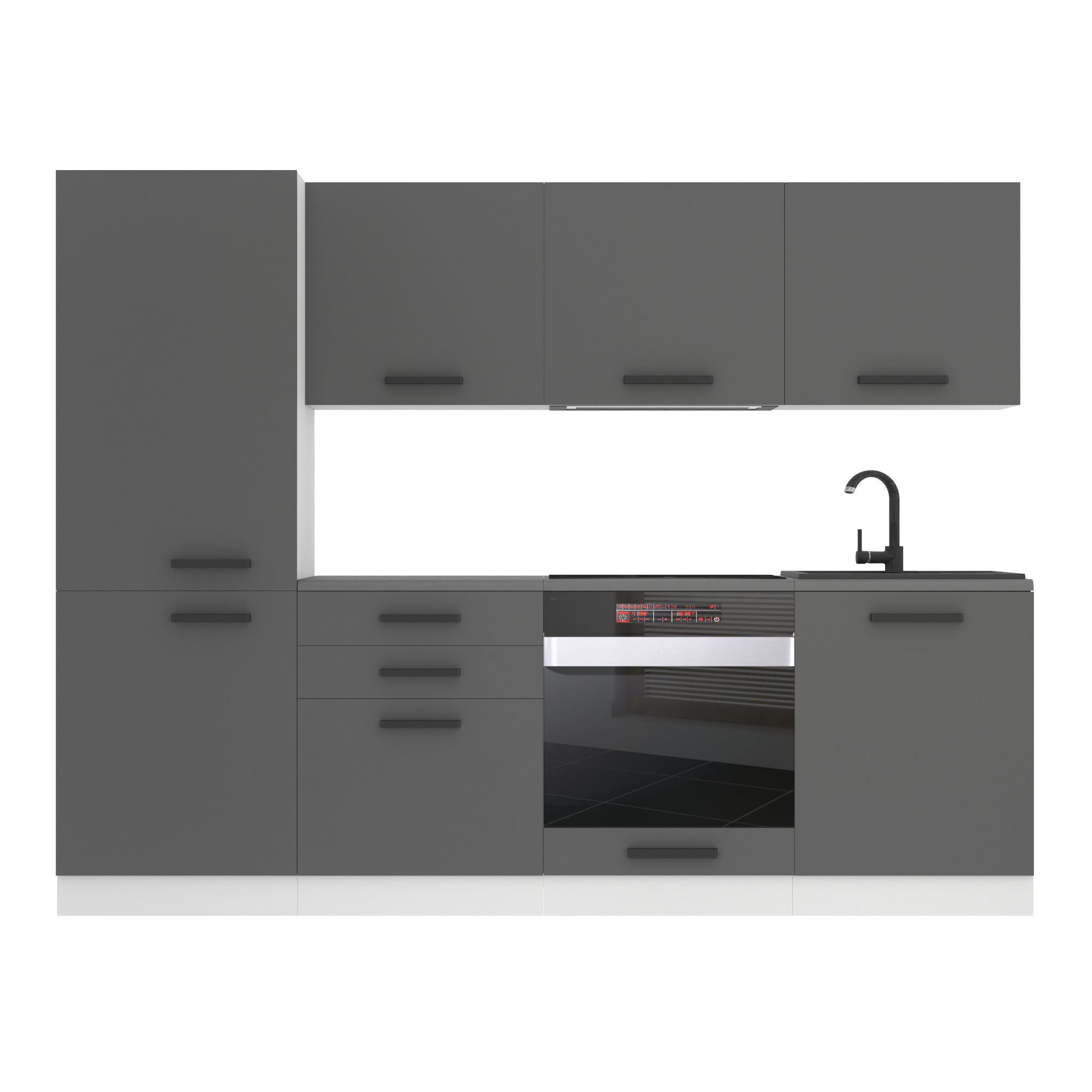 Meubles de cuisine Premium Version Complète 240 cm gris graphite anthracite sans plan de travail Fabricant TOR SANDY/0/WT/SR/0/B1
