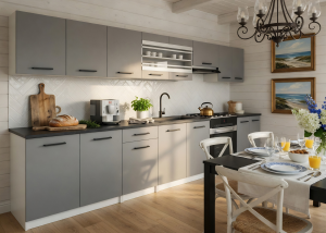 Cuisine 320 cm gris anthracite graphite avec plan de travail – Producteur TOR PRIMO320/4/WT/SR/0/B1