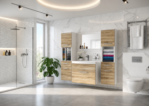 Meuble de salle de bain avec vasque et miroir chêne sonoma – Producteur ROD PRIMO M 6/0/W/DS/0/ZINC
