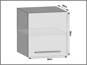 Küchenschrank Belini oben 60 cm grau anthrazit Glamour Wood 