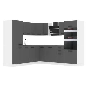 Belini Eckküche Premium Komplettversion 480 cm Mattgrau Arbeitsplatte STACY 