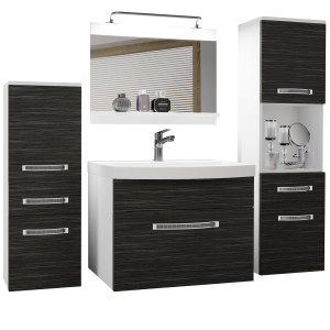 Badezimmermöbel Belini Premium Full Version königliches Ebenholz + Waschbecken + Spiegel + LED-Beleuchtung Glamour 78 