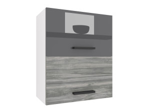 Küchenschrank Belini oben 60 cm grau glänzend / grau anthrazit Glamour Wood 