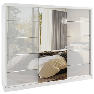 Kleiderschrank SERENITY Schiebeschrank 232 cm weiß glänzend 