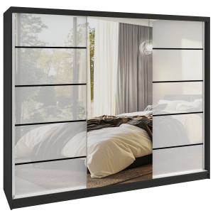 Kleiderschrank SERENITY Schiebeschrank 232 cm weiß glänzend 