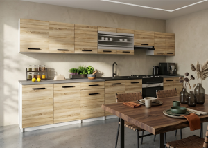 Küchenmöbel 320 cm, Eiche Sonoma, mit Arbeitsplatte,