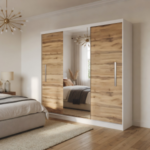 Kleiderschrank 200 cm PRIMO mit Spiegel, Wotan-Eiche