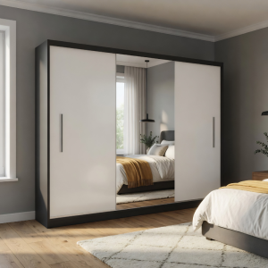 Kleiderschrank 232 cm PRIMO mit Spiegel, mattweiß