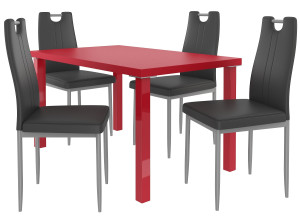 Jídelní set 1 + 4 Belini červený / černá Moderno ROB/0/ZES/R/4B