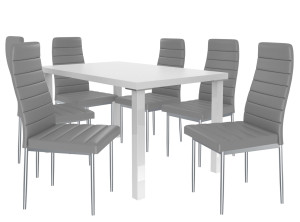 Jídelní set 1 + 6 Belini bílý / popel Moderno MOD/0/ZES/W/6G