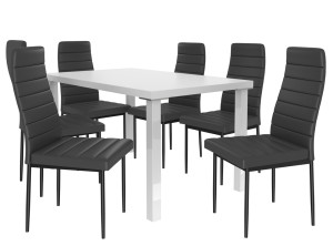 Jídelní set 1 + 6 Belini bílý / černá Moderno MOD/0/ZES/W/6B