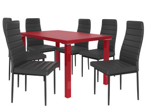 Jídelní set 1 + 6 Belini červený / černá Moderno MOD/0/ZES/R/6B