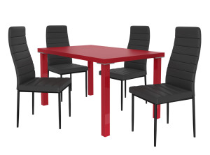 Jídelní set 1 + 4 Belini červený / černá Moderno MOD/0/ZES/R/4B