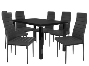 Jídelní set 1 + 6 Belini černý / černá Moderno MOD/0/ZES/B/6B