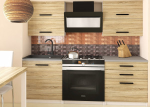 Kuchyňská linka Belini 120 cm dub sonoma s pracovní deskou Eleganta2 Výrobce TOR ELEGANTA2/2/WT/DS/0/B1