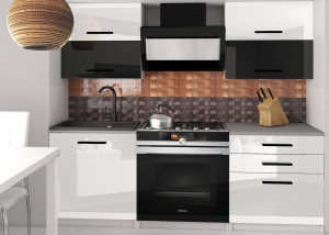 Kuchyňská linka Belini 120 cm bílý lesk / černý lesk s pracovní deskou Eleganta2 Výrobce INF ELEGANTA2/2/WT/WBW/0/B1