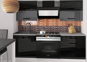 Kuchyňská linka Belini 120 cm černý lesk / šedý lesk s pracovní deskou Eleganta2 Výrobce NF ELEGANTA2/2/WT/BSB/0/B1