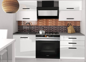 Kuchyňská linka Belini 120 cm bílý lesk / bílý mat s pracovní deskou Eleganta2 Výrobce INF ELEGANTA2/2/WT/WWTW/0/B1