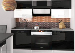 Kuchyňská linka Belini 120 cm černý lesk / bílý lesk s pracovní deskou Eleganta2 Výrobce INF ELEGANTA2/2/WT/BWB/0/B1