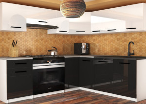 Kuchyňská linka Belini 360 cm bílý lesk / černý lesk s pracovní deskou Lidiauniqa2 Výrobce INF LIDIAUNIQA2/4/WT/WB/0/B1