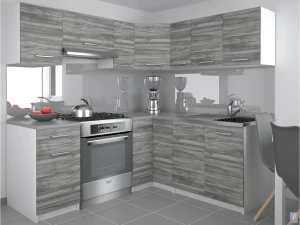 Kuchyňská linka Belini 360 cm šedý antracit Glamour Wood s pracovní deskou Lidiauniqa3 Výrobce TOR LIDIAUNIQA3/4/WT/GW1/0/E