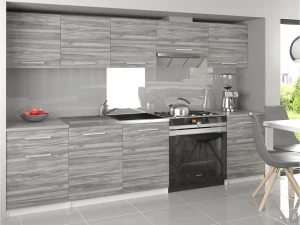 Kuchyňská linka Belini 240 cm šedý antracit Glamour Wood s pracovní deskou Uniqa3 Výrobce TOR UNIQA3/4/WT/GW1/0/E
