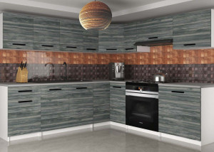 Kuchyňská linka Belini 420 cm šedý antracit Glamour Wood s pracovní deskou Uniqaplus Výrobce TOR UNIQAPLUS/4/WT/GW1/0/B1
