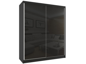 Šatní skříň 158 cm Belini černý mat / černý lesk s posuvnými dveřmi Výrobce BM SZP3/2/B/W/B/HI