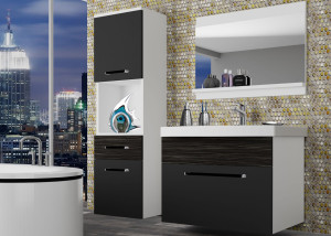 Koupelnový nábytek Belini černý mat / královský eben+ umyvadlo + zrcadlo Výrobce ROD M 3/0/W/BHK/0/ZW