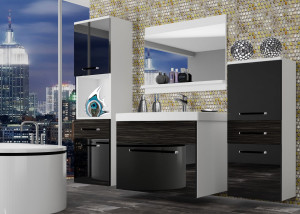 Koupelnový nábytek Belini černý lesk / královský eben + umyvadlo + zrcadlo Výrobce ROD PM 5/0/W/BHK/0/ZW