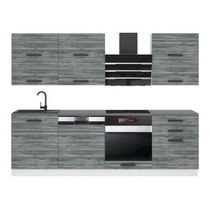 Kuchyňská linka Belini Premium Full Version 240 cm šedý antracit Glamour Wood s pracovní deskou MADISON Výrobce TOR MADISON/0/WT/GW/B/B1