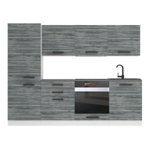 Kuchyňská linka Belini Premium Full Version 240 cm šedý antracit Glamour Wood s pracovní deskou SANDY Výrobce TOR SANDY/0/WT/GW/B/B1