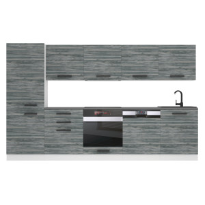Kuchyňská linka Belini Premium Full Version 300 cm šedý antracit Glamour Wood s pracovní deskou ROSE Výrobce TOR ROSE/0/WT/GW/B/B1