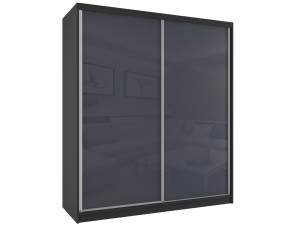 Šatní skříň 158 cm Belini černý mat / šedý lesk s posuvnými dveřmi a zrcadlem Výrobce BM SZP3/2/B/W/S/HI