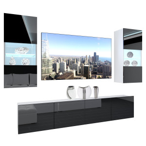 Obývací stěna Belini Premium Full Version černý lesk + LED osvětlení Nexum 106 Výrobce NEX 7/0/W/B/0/0/PP