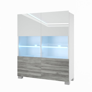 Komoda Belini Premium Full Version bílý lesk / šedý antracit Glamour Wood + LED osvětlení Nexum 3 Výrobce NEX KOM1/1/W/WGW1/0/0