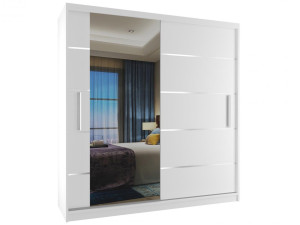 Šatní skříň 158 cm Belini bílý mat s posuvnými dveřmi a zrcadlem Výrobce MBP SZP3/2/W/W/0/AL