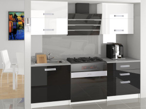 Kuchyňská linka Belini 120 cm bílý lesk / černý lesk s pracovní deskou Eleganta Výrobce INF ELEGANTA/2/WT/WB/0/D