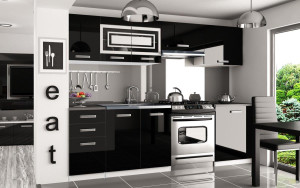 Kuchyňská linka Belini 240 cm černý lesk s pracovní deskou Marika Výrobce INF MARIKA/4/WT/B/0/F