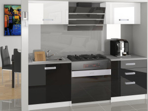 Kuchyňská linka Belini 120 cm bílý lesk / černý lesk
 s pracovní deskou Vulcano Výrobce INF VULCANO/3/WT/WB/0/D