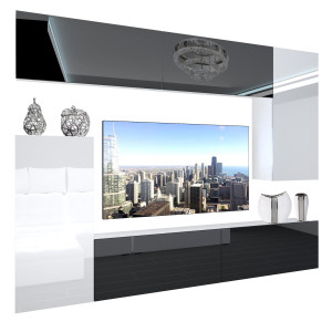 Obývací stěna Belini Premium Full Version černý lesk / bílý lesk + LED osvětlení Nexum 115 Výrobce NEX 8/0/W/BWWB/0/0/PP