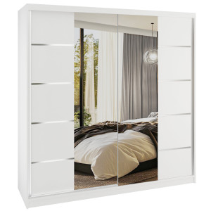 Šatní skříň SERENITY 200 cm Belini bílý mat / bílý mat s posuvnými dveřmi a zrcadlem Výrobce ME SERENITY SZP5/0/W/W/0/HIAL