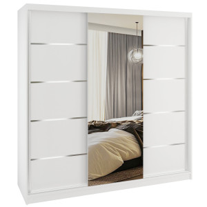 Šatní skříň SERENITY 200 cm Belini bílý mat /bílý mat s posuvnými dveřmi a zrcadlem Výrobce MT SERENITY SZP5/0/W/W/0/HIAL