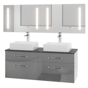 Koupelnový nábytek Belini Premium Full Version šedý lesk Euphoria Výrobce EUP P 120D/0/W/S/0/BK/MB