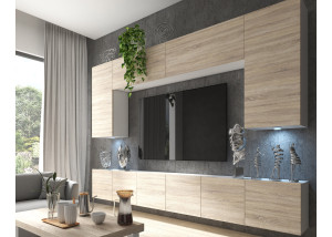 Obývací stěna 300 cm TV dubová dub sonoma Výrobce IMP PRIMO 2/5/W/DS/0/0